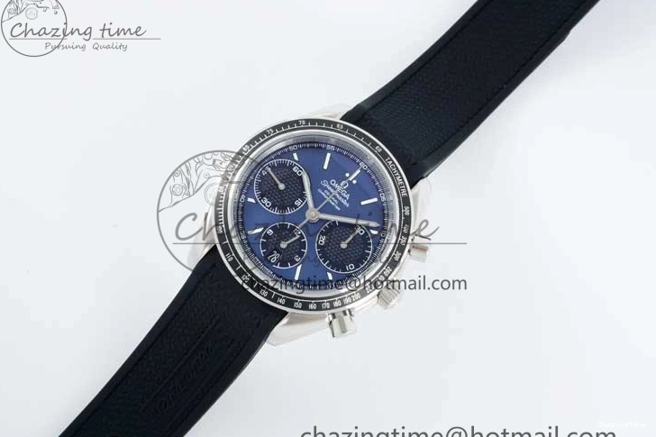 0601 SportInspired Speedmaster Racing Master SS HKF Best Edition Blue Black Dial on Black Rubber Strap A 7817